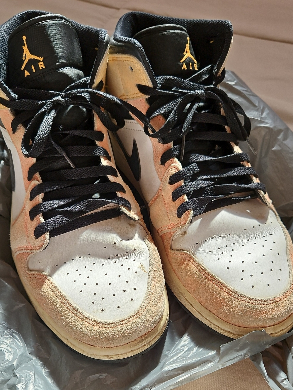 Jordan Mid-Top Sneakers - White, Beige & Black